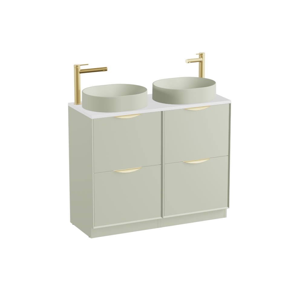 Vado Safari Smooth 1000mm Sage Green Floorstanding Vanity Unit & Gloss White Worktop